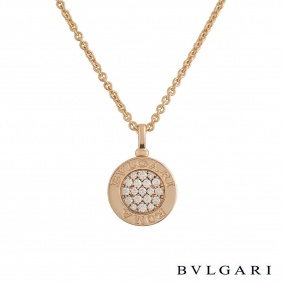 Bvlgari 18k Rose Gold Diamond and Onyx Pendant B&P
